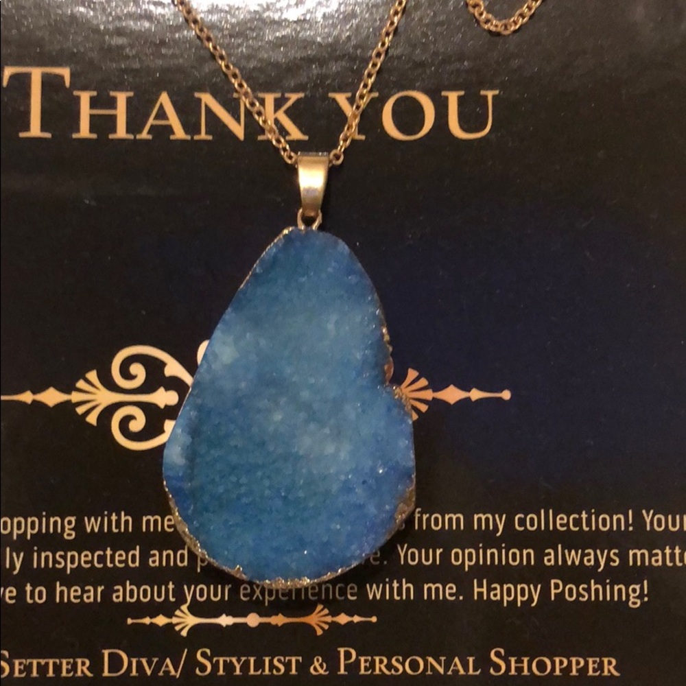 Brazilian Druzy Natural Stone Pendant necklace. - Picture 7 of 8